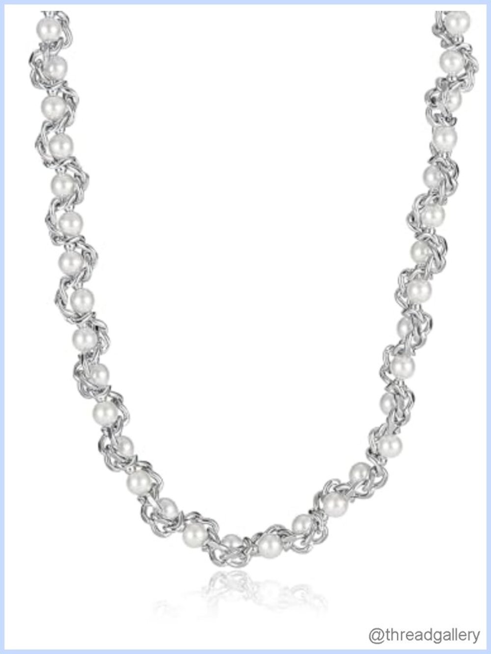 Pearl Choker Necklace Women Stainless Steel Chain Beads